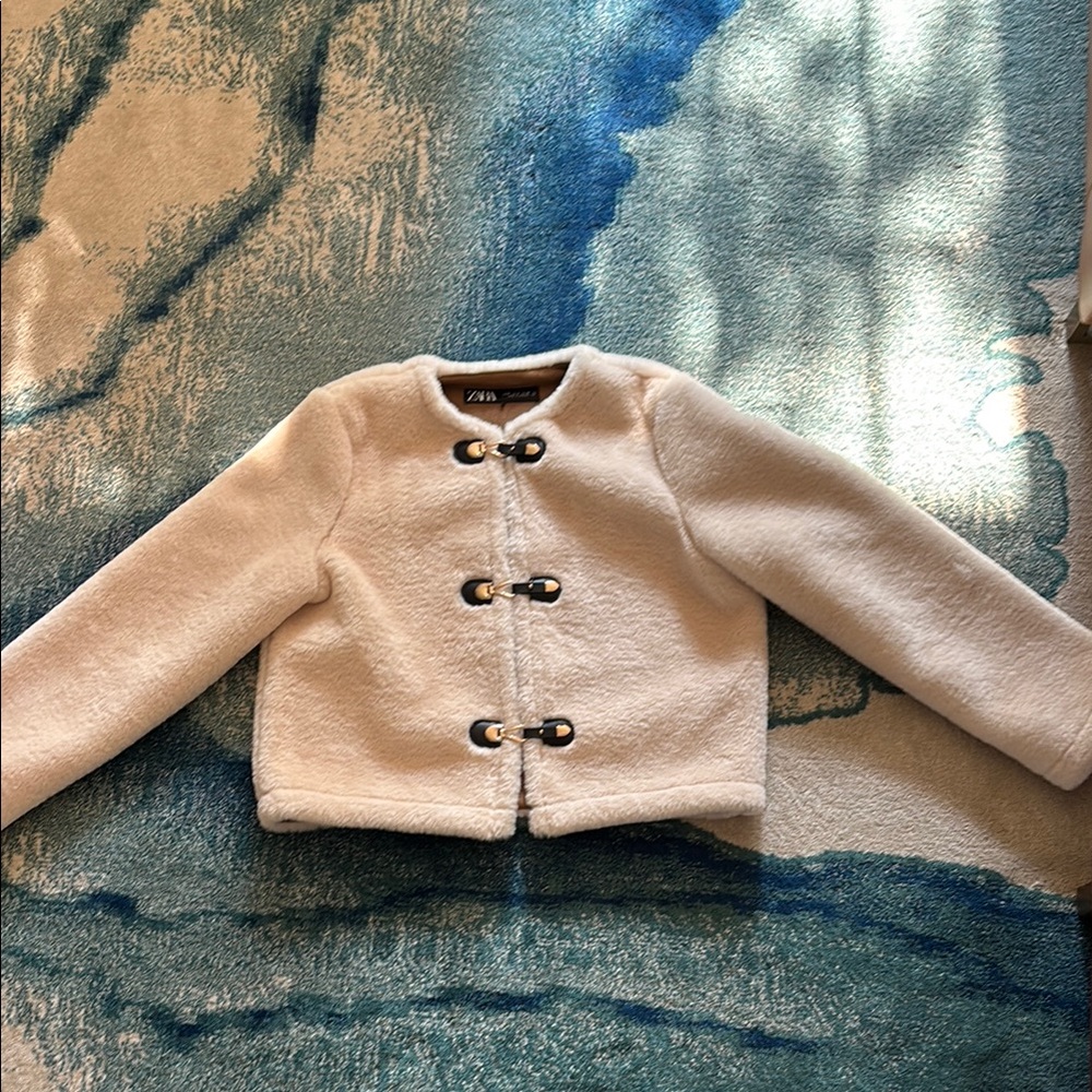 Zara Cream Toggle Fleece Jacket
